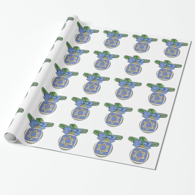 Judaika Hanukkah Stern von David Ornament Print Geschenkpapier (Ungerollt)