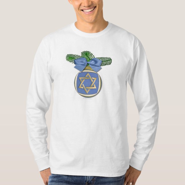 Judaika Hanukkah Stern von David Ornament Print T-Shirt (Vorderseite)
