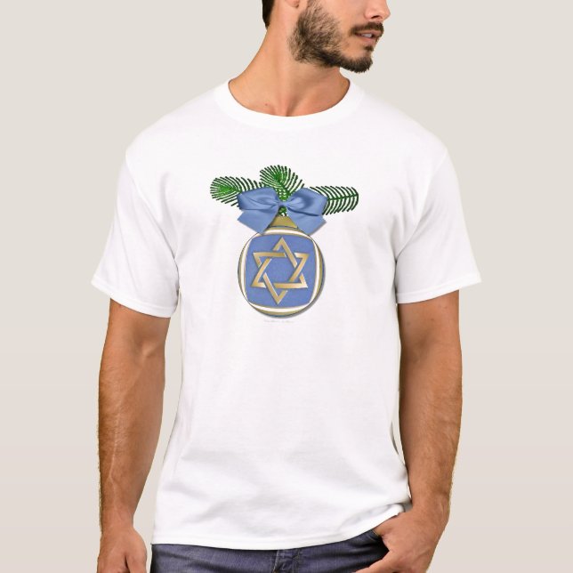 Judaika Hanukkah Stern von David Ornament Print T-Shirt (Vorderseite)
