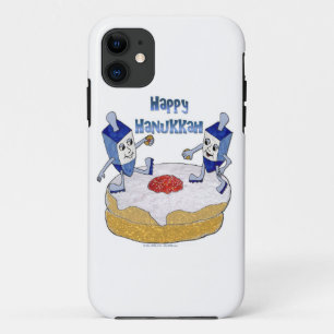 Judaika Happy Hanukkah Dancing Dreidels Doughnut iPhone 11 Hülle