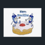 Judaika Happy Hanukkah Dancing Dreidels Doughnut Feiertagspostkarte<br><div class="desc">You are viewing The Lee Hiller Designs Collection of Home and Office Decor,  Apparel,  Gifts and Collectibles. The Designs inklusive Lee Hiller Fotogray and Mixed Media Digital Art Collection. You can view her Nature fotogray at http://HikeOurPlanet.com/ and follow her hiking blog within Hot Springs National Park.</div>