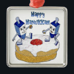 Judaika Happy Hanukkah Dancing Dreidels Doughnut Silbernes Ornament<br><div class="desc">You are viewing The Lee Hiller Designs Collection of Home and Office Decor,  Apparel,  Gifts and Collectibles. The Designs inklusive Lee Hiller Fotogray and Mixed Media Digital Art Collection. You can view her Nature fotogray at http://HikeOurPlanet.com/ and follow her hiking blog within Hot Springs National Park.</div>