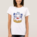 Judaika Happy Hanukkah Dancing Dreidels Doughnut T-Shirt<br><div class="desc">You are viewing The Lee Hiller Designs Collection of Home and Office Decor,  Apparel,  Gifts and Collectibles. The Designs inklusive Lee Hiller Fotogray and Mixed Media Digital Art Collection. You can view her Nature fotogray at http://HikeOurPlanet.com/ and follow her hiking blog within Hot Springs National Park.</div>