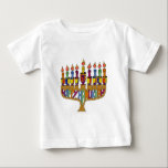 Judaika Happy Hanukkah Dreidel Menorah Baby T-shirt<br><div class="desc">You are viewing The Lee Hiller Designs Collection of Home and Office Decor,  Apparel,  Gifts and Collectibles. The Designs inklusive Lee Hiller Fotogray and Mixed Media Digital Art Collection. You can view her Nature fotogray at http://HikeOurPlanet.com/ and follow her hiking blog within Hot Springs National Park.</div>