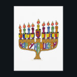 Judaika Happy Hanukkah Dreidel Menorah Feiertagspostkarte<br><div class="desc">You are viewing The Lee Hiller Designs Collection of Home and Office Decor,  Apparel,  Gifts and Collectibles. The Designs inklusive Lee Hiller Fotogray and Mixed Media Digital Art Collection. You can view her Nature fotogray at http://HikeOurPlanet.com/ and follow her hiking blog within Hot Springs National Park.</div>