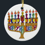 Judaika Happy Hanukkah Dreidel Menorah Keramikornament<br><div class="desc">You are viewing The Lee Hiller Designs Collection of Home and Office Decor,  Apparel,  Gifts and Collectibles. The Designs inklusive Lee Hiller Fotogray and Mixed Media Digital Art Collection. You can view her Nature fotogray at http://HikeOurPlanet.com/ and follow her hiking blog within Hot Springs National Park.</div>