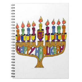 Judaika Happy Hanukkah Dreidel Menorah Notizblock