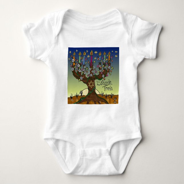 Judaika L'shanah Tovah Baum des Lebens Geschenke B Baby Strampler (Vorderseite)