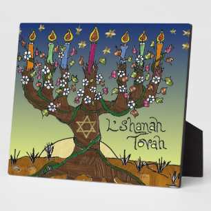 Judaika L'shanah Tovah Baum Plaque Fotoplatte
