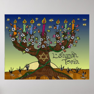 Judaika L'shanah Tovah Tree of Life Print Poster
