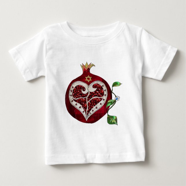 Judaika Pomegranate Heart Hanukkah Rosh Hashanah Baby T-shirt (Vorderseite)