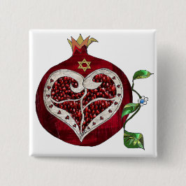 Judaika Pomegranate Heart Hanukkah Rosh Hashanah Button