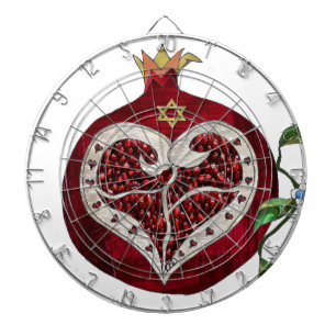 Judaika Pomegranate Heart Hanukkah Rosh Hashanah Dartscheibe