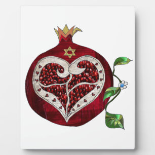 Judaika Pomegranate Heart Hanukkah Rosh Hashanah Fotoplatte