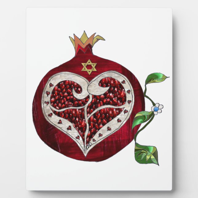 Judaika Pomegranate Heart Hanukkah Rosh Hashanah Fotoplatte (Vorderseite)