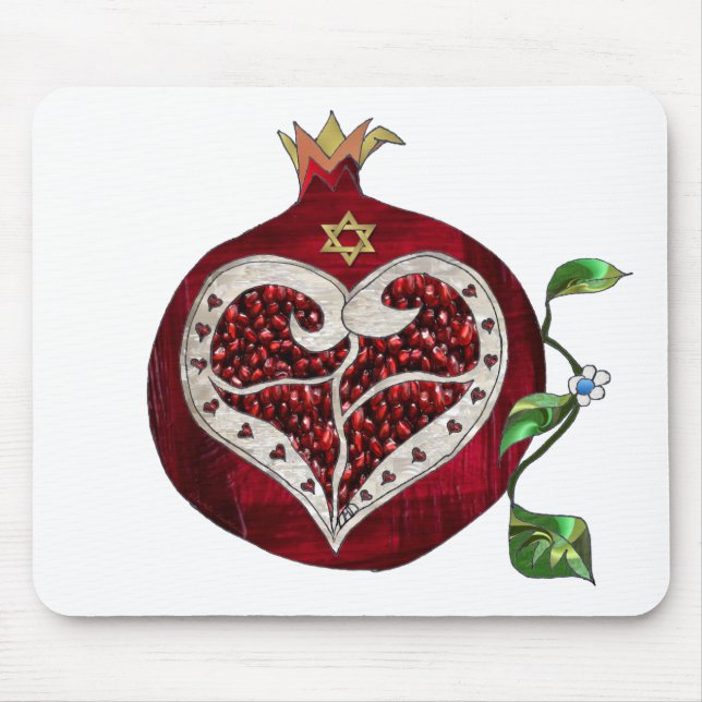 Judaika Pomegranate Heart Hanukkah Rosh Hashanah Mousepad (Vorne)