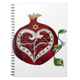 Judaika Pomegranate Heart Hanukkah Rosh Hashanah Notizblock