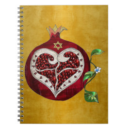 Judaika Pomegranate Heart Hanukkah Rosh Hashanah Notizblock