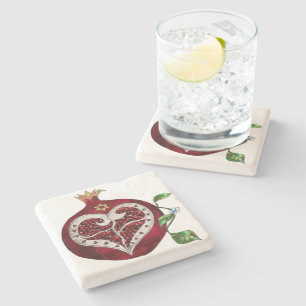 Judaika Pomegranate Heart Hanukkah Rosh Hashanah Steinuntersetzer