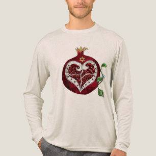 Judaika Pomegranate Heart Hanukkah Rosh Hashanah Tri-Blend Shirt