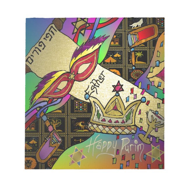 Judaika Purim Esther Celebration Art Print Notizblock (Vorderseite)