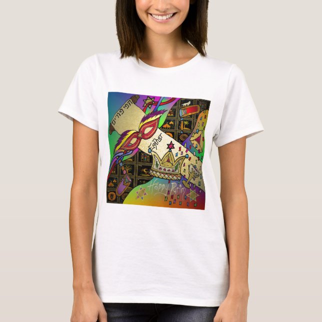 Judaika Purim Esther Celebration Art Print T-Shirt (Vorderseite)