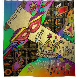 Judaika Purim Esther Celebration Dark Art Print Duschvorhang