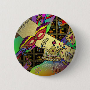 Judaika Purim Esther Feier-Kunst-Druck Button