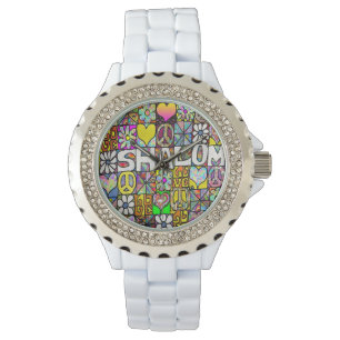 Judaika Retro 60er Psychedelic Shalom LIEBE Armbanduhr