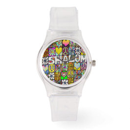 Judaika Retro 60er Psychedelic Shalom LIEBE Armbanduhr