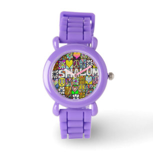 Judaika Retro 60er Psychedelic Shalom Watch Armbanduhr