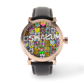 Judaika Retro 60er Psychedelic Shalom Watch Armbanduhr