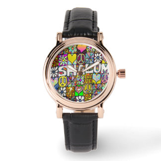Judaika Retro 60er Psychedelic Shalom Watch Armbanduhr