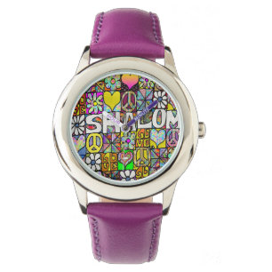 Judaika Retro 60er Psychedelic Shalom Watch Armbanduhr