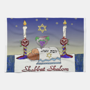 Judaika Shabbat Shalom Art Print Küchentuch