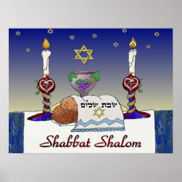 Judaika Shabbat Shalom Art Print Poster