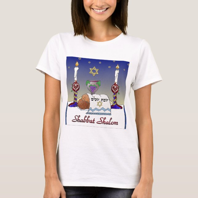 Judaika Shabbat Shalom Art Print T-Shirt (Vorderseite)