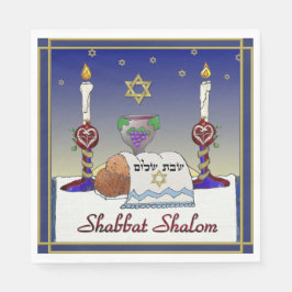 Judaika Shabbat Shalom Kunstdruckpapier Napkins Serviette