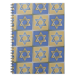 Judaika Star von David Metal Gold Blue Notizblock