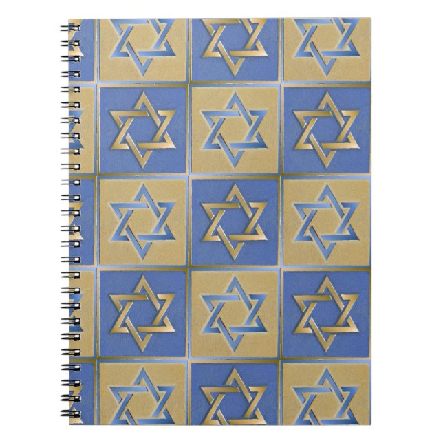 Judaika Star von David Metal Gold Blue Notizblock (Vorderseite)