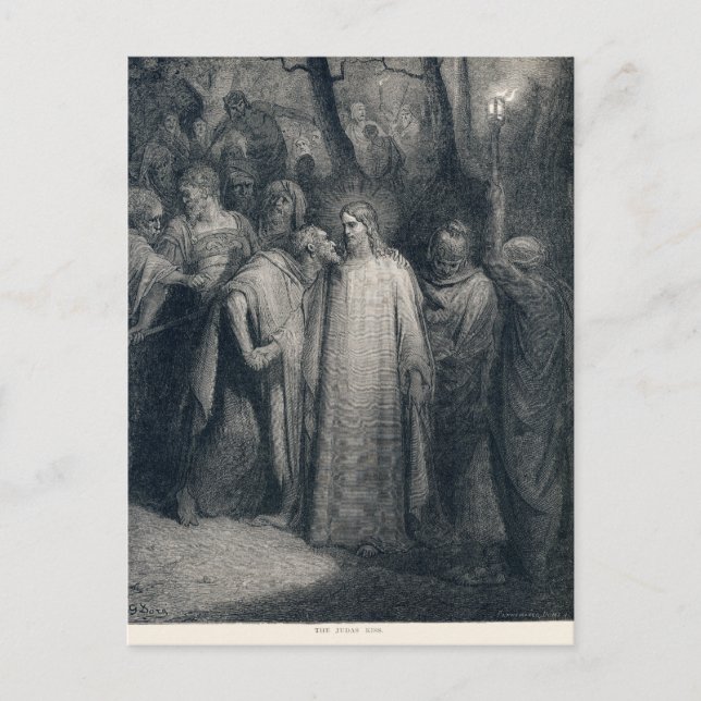 Judas Kiss Mark 14:45 von Gustave Doré 1866 Postkarte (Vorderseite)
