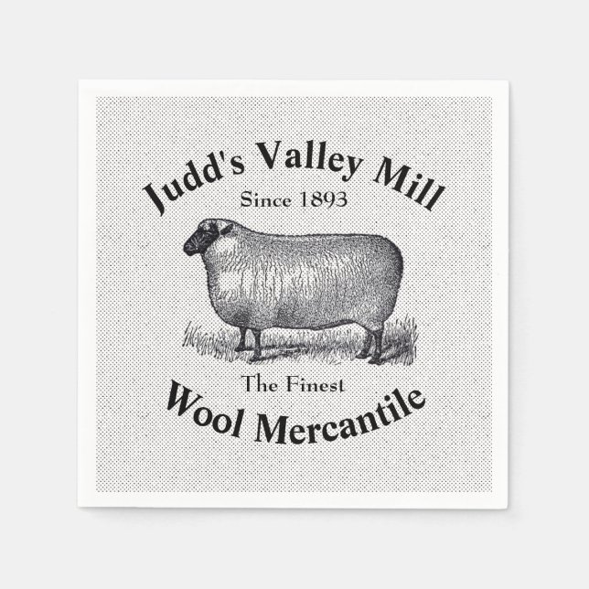 Judd's Valley Wool Mercantile Vintage Sheep Image Serviette (Vorderseite)