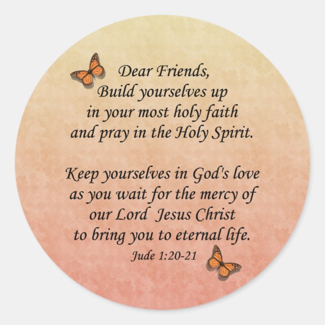 Jude 1:20-21 ~ Heiliger Glaube Runder Aufkleber (Vorderseite)