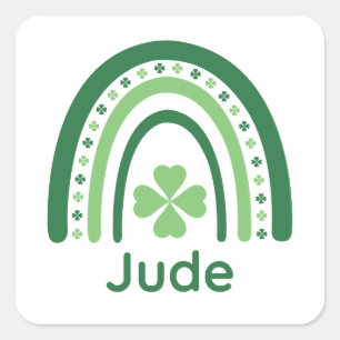 Jude Name Clover Boho Regenbogen Quadratischer Aufkleber