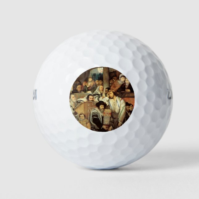 Juden, die in der Synagoge auf Jom Kippur beten Golfball (Vorderseite)