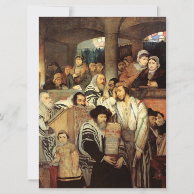 Juden, die in der Synagoge auf Jom Kippur beten Karte (Vorderseite)