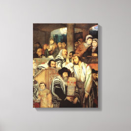 Juden, die in der Synagoge auf Jom Kippur beten Leinwanddruck