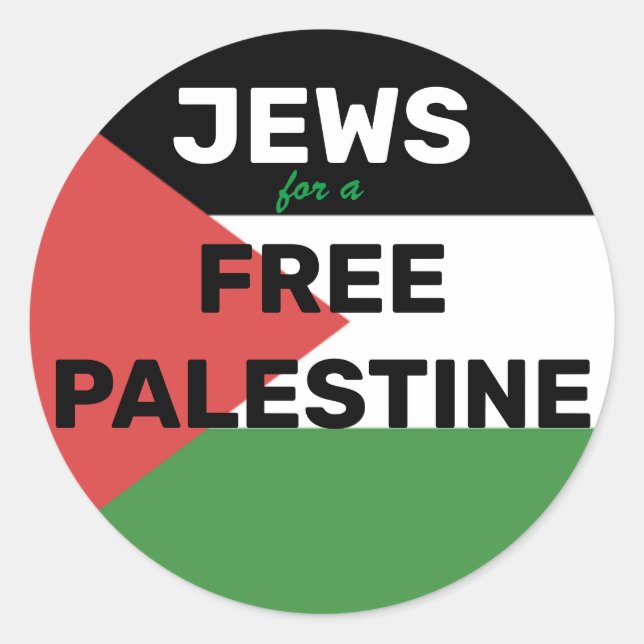 JUDEN FÜR EINE KOSTENLOSE PALESTINE FLAG RED BLACK RUNDER AUFKLEBER (Vorderseite)