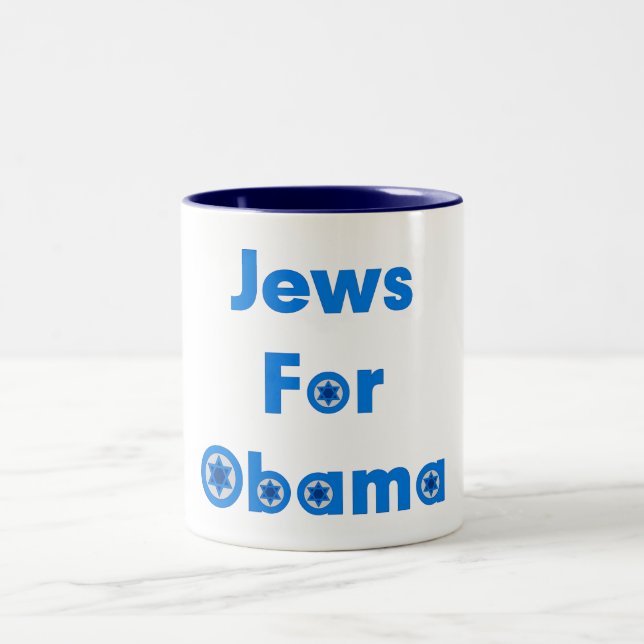 Juden für Obama-Tasse Zweifarbige Tasse (Mittel)
