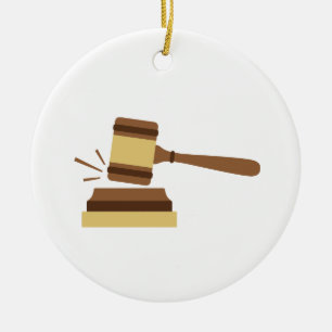 Judge Gavel Keramik Ornament